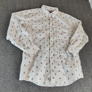 Blac Lacquer Men's 3XL White Black Anchor Long Sleeve Button EUC